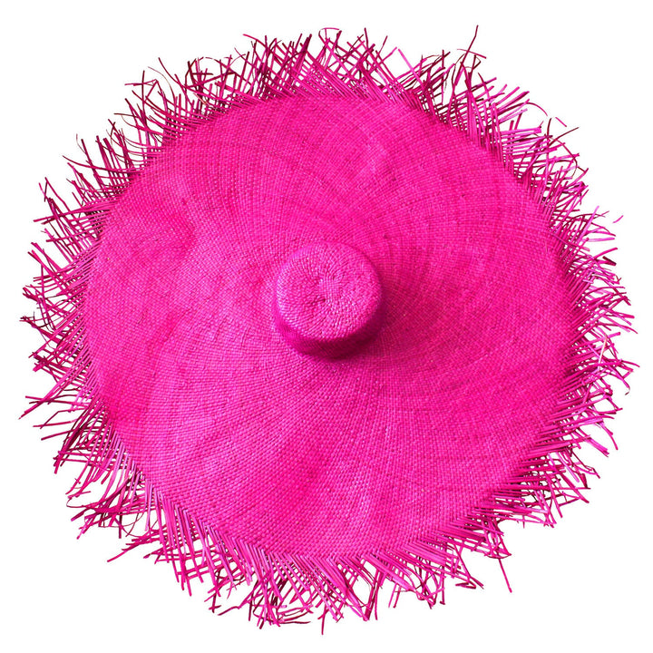 AMORA Oversized Woven Straw Hat in Hot Pink by BrunnaCo