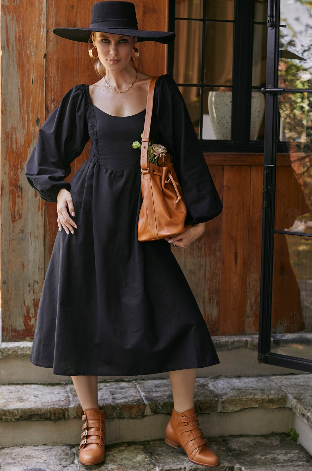 Alila Smocked Linen Midi Dress by Bali ELF