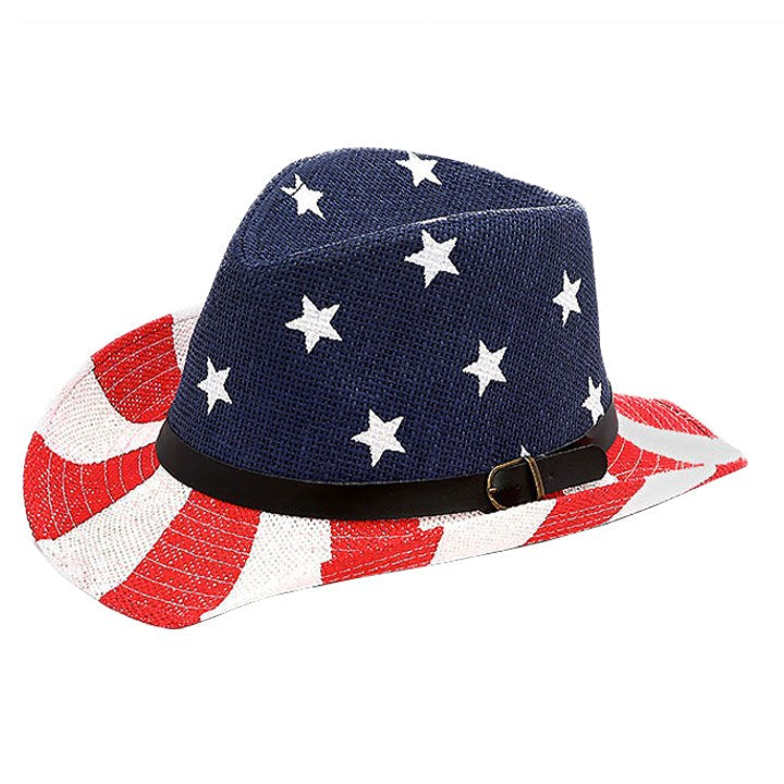 Red, White & Blue American Flag Cowboy Faux Leather Belt by Madeline Love