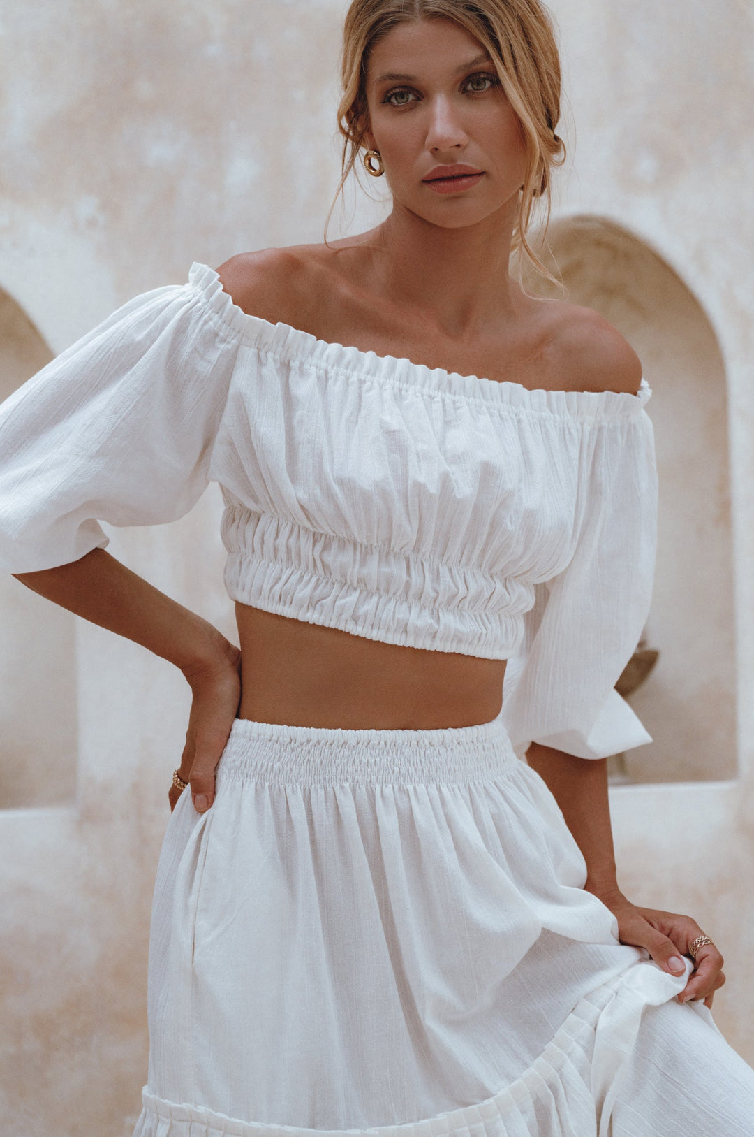 Annabelle Linen Cropped Top by ELF