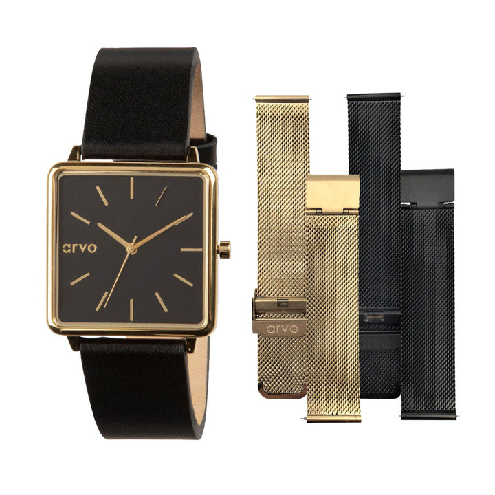 Time Squared Watch Black Gift Set by Arvo