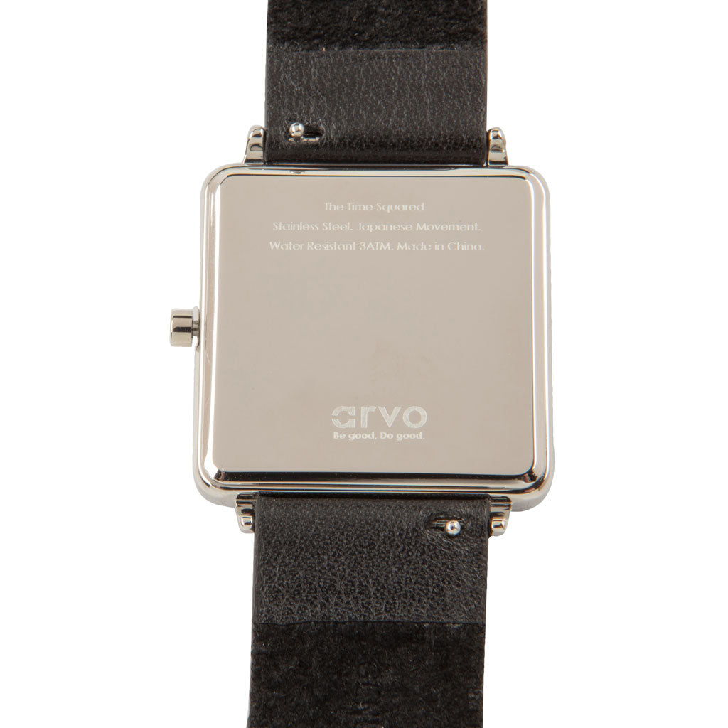 Arvo Time Squared Watch - Black Dial, Black Leather by Arvo