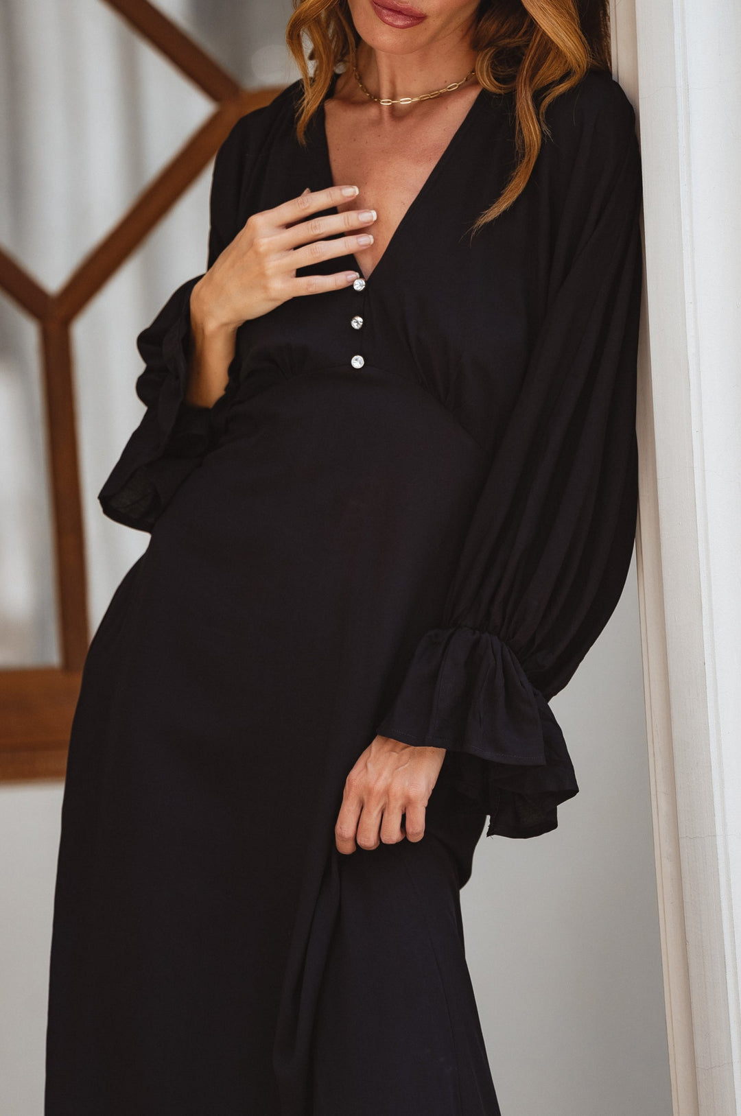 Ava Long Sleeve Ruffle Maxi Dress by Bali ELF