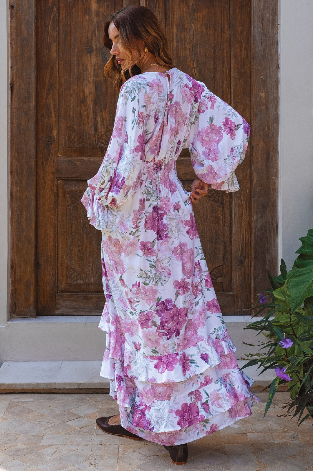 Ava Long Sleeve Ruffle Maxi Dress by Bali ELF