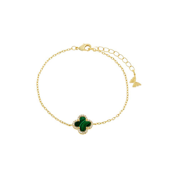 Pave Outlined Four Leaf Clover Bracelet by By Adina Eden