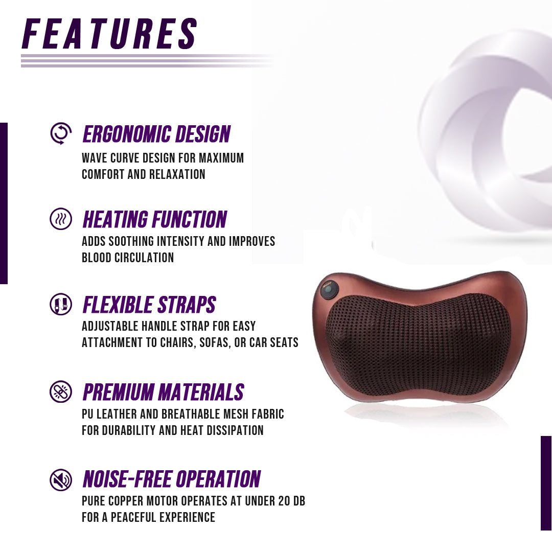 Back and Neck Massage Pillow w/Heat by eterus