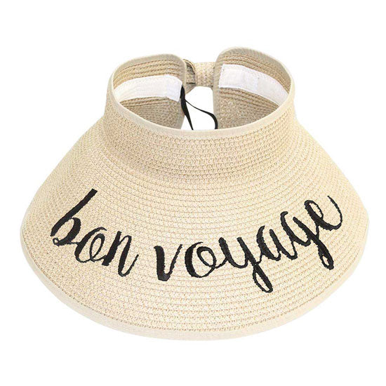 Bon Voyage Message Roll Up Foldable Visor Sun Hat by Madeline Love