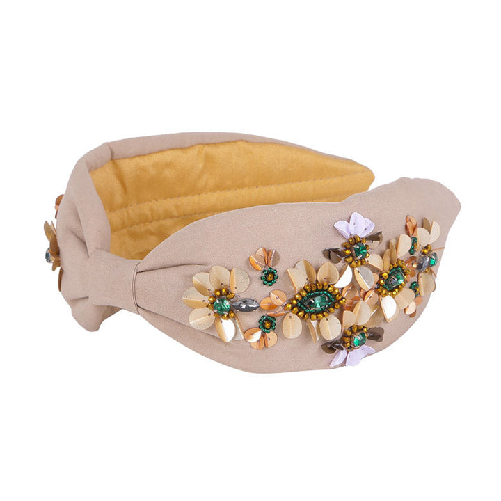 Floral Stone Sequin Embellished Headband by Madeline Love