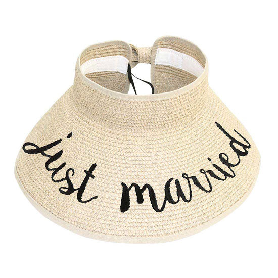 Just Married Message Roll Up Foldable Visor Sun Hat by Madeline Love