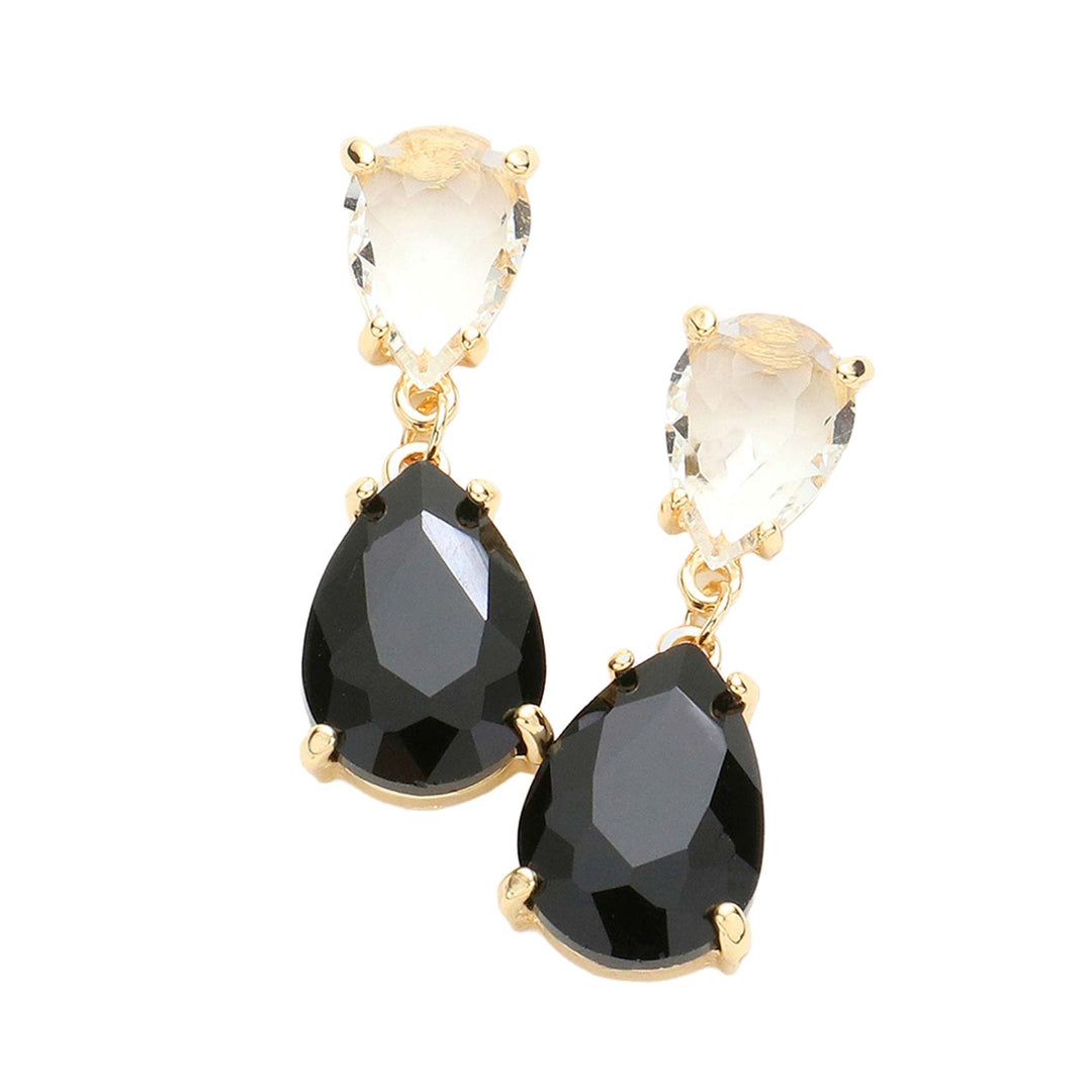 Double Teardrop Link Dangle Evening Earrings by Madeline Love