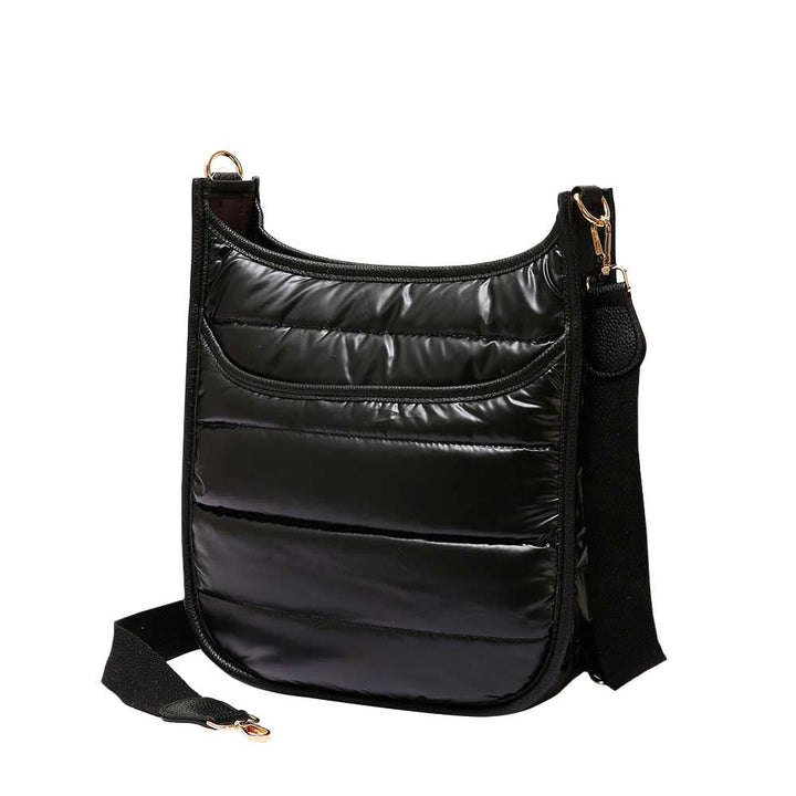 Solid Quilted Shiny Puffer Crossbody Bag