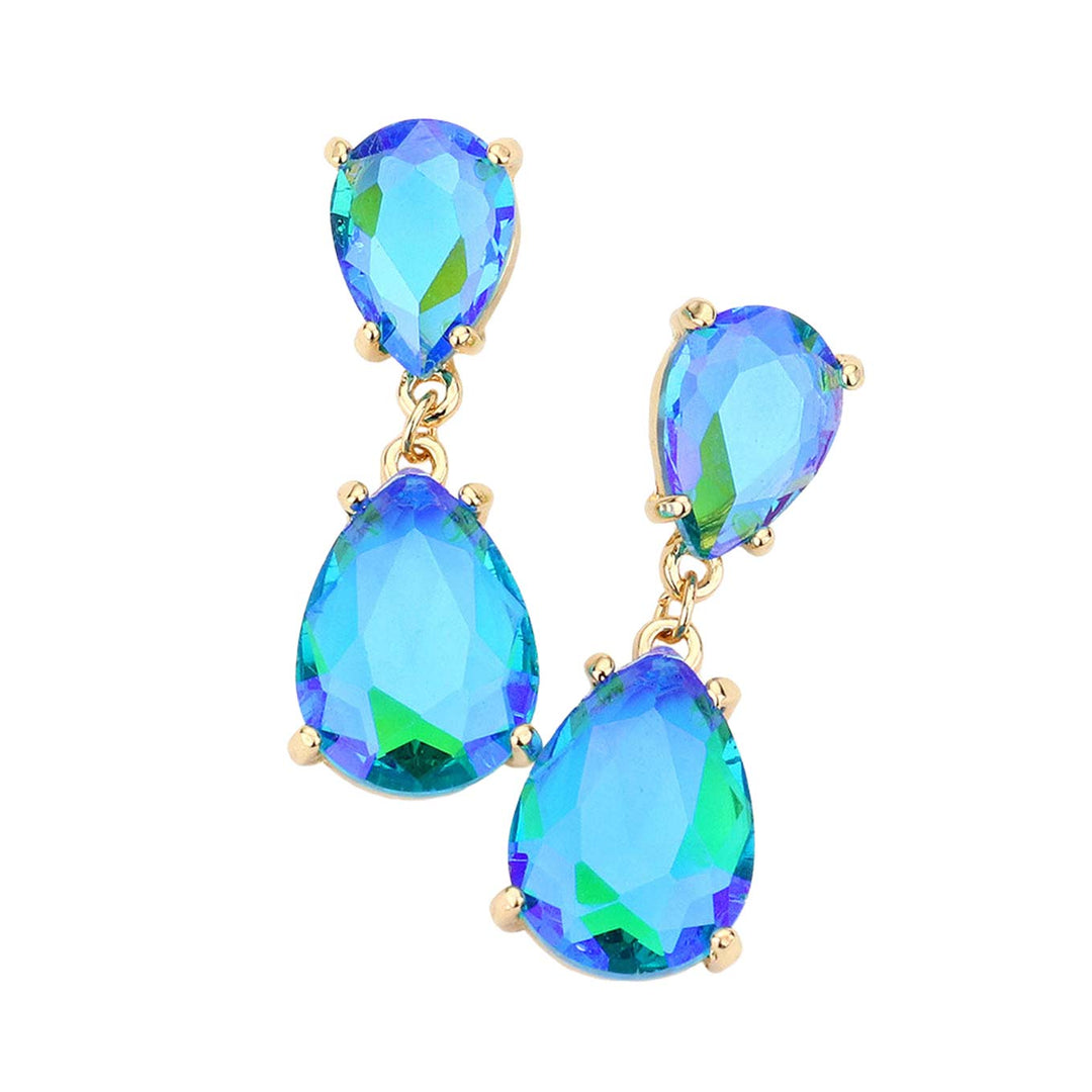 Double Teardrop Link Dangle Evening Earrings by Madeline Love