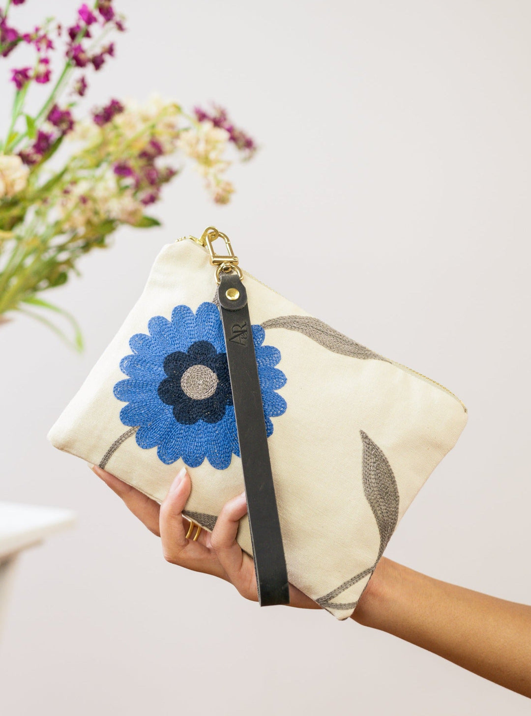 Blue Poppy Wristlet Purse by Ash & Rose