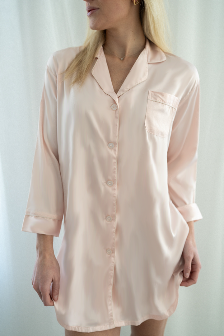 Blush Satin Sleep Shirt by Spikes and Seams