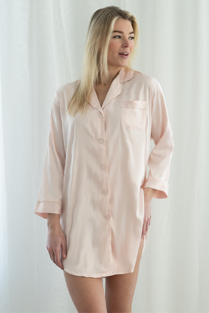 Blush Satin Sleep Shirt by Spikes and Seams