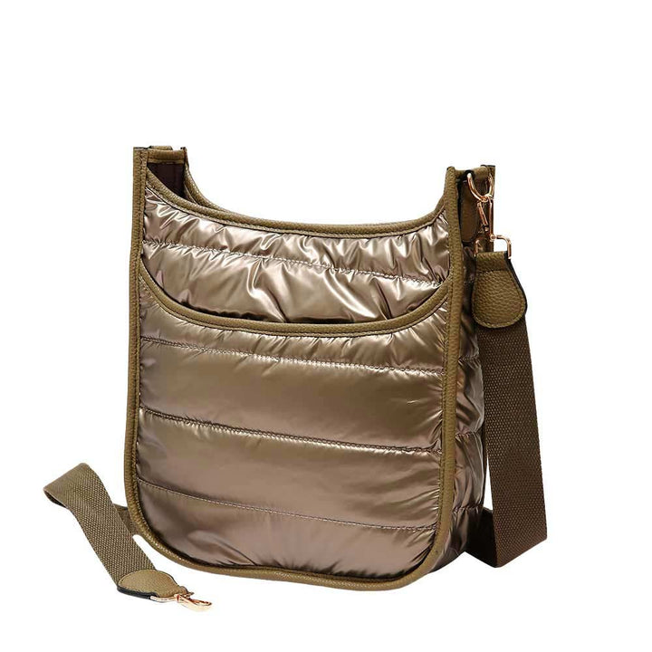 Solid Quilted Shiny Puffer Crossbody Bag