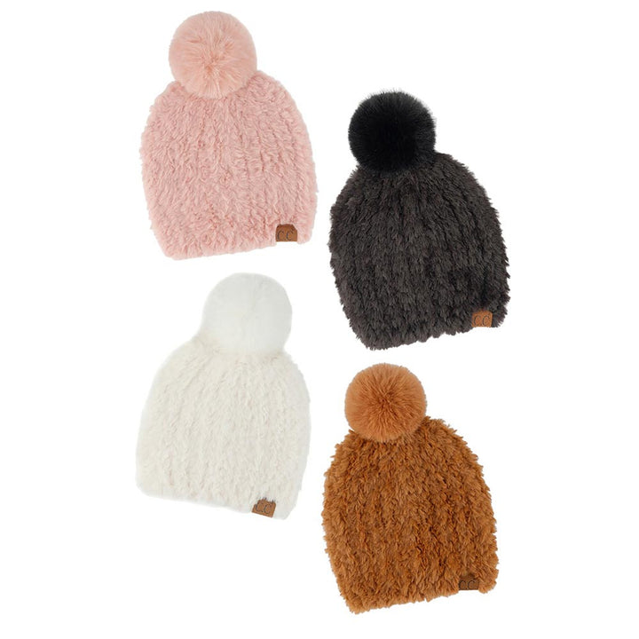 C.C Faux Fur Pom Beanie by Madeline Love