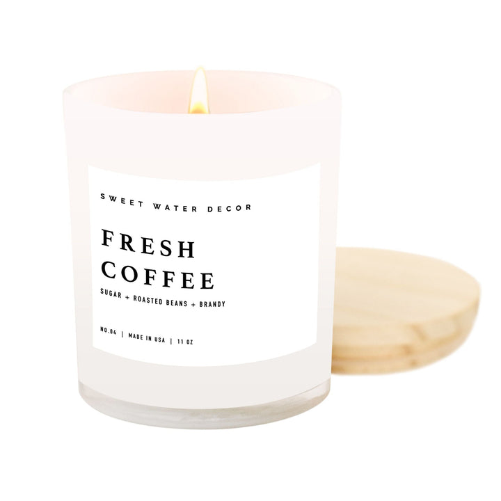 Fresh Coffee Soy Candle - White Jar - 11 oz by Sweet Water Decor