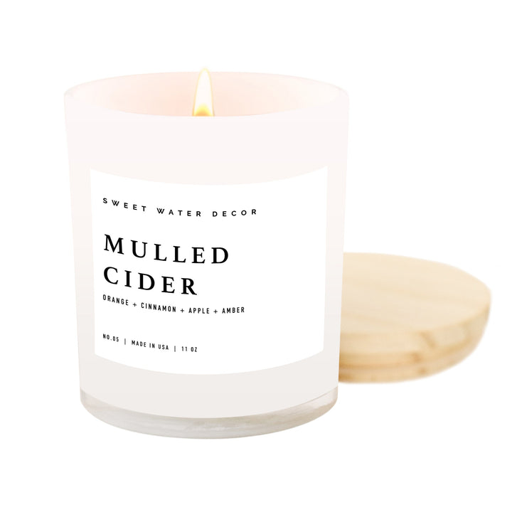 Mulled Cider Soy Candle - White Jar - 11 oz by Sweet Water Decor