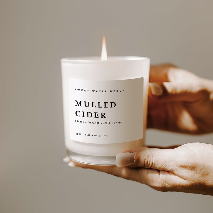 Mulled Cider Soy Candle - White Jar - 11 oz by Sweet Water Decor