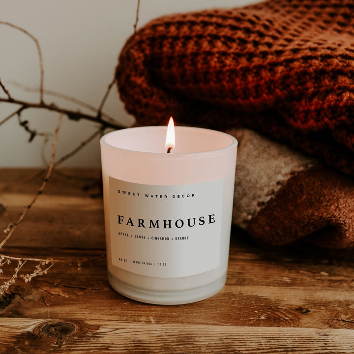 Farmhouse Soy Candle - White Jar - 11 oz by Sweet Water Decor