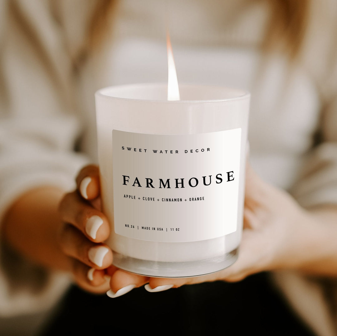 Farmhouse Soy Candle - White Jar - 11 oz by Sweet Water Decor