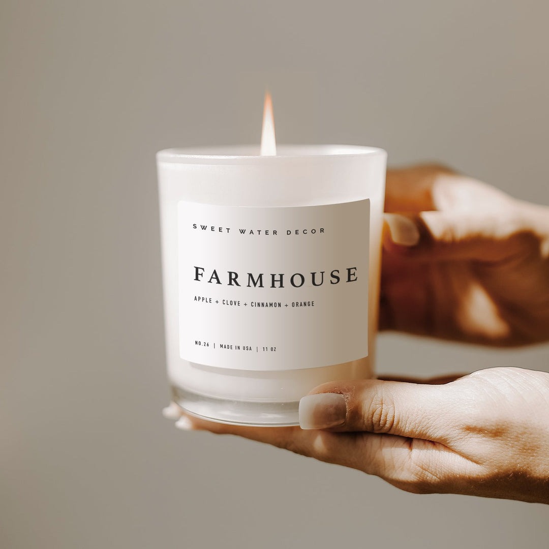 Farmhouse Soy Candle - White Jar - 11 oz by Sweet Water Decor