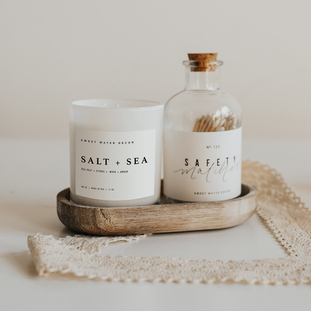 Salt and Sea Soy Candle - White Jar - 11 oz by Sweet Water Decor