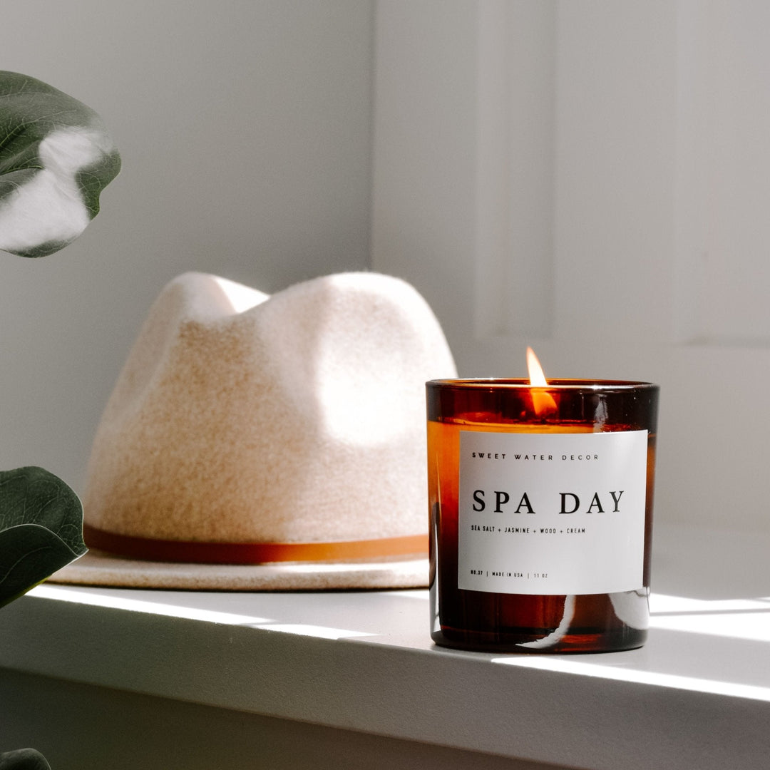 Spa Day Soy Candle - Amber Jar - 11 oz by Sweet Water Decor