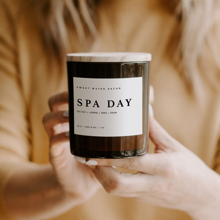 Spa Day Soy Candle - Amber Jar - 11 oz by Sweet Water Decor