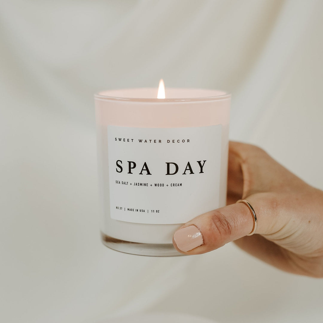 Spa Day Soy Candle - White Jar - 11 oz by Sweet Water Decor