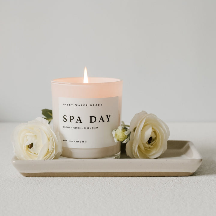 Spa Day Soy Candle - White Jar - 11 oz by Sweet Water Decor