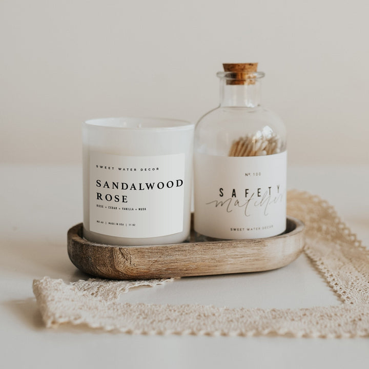 Sandalwood Rose Soy Candle - White Jar - 11 oz by Sweet Water Decor