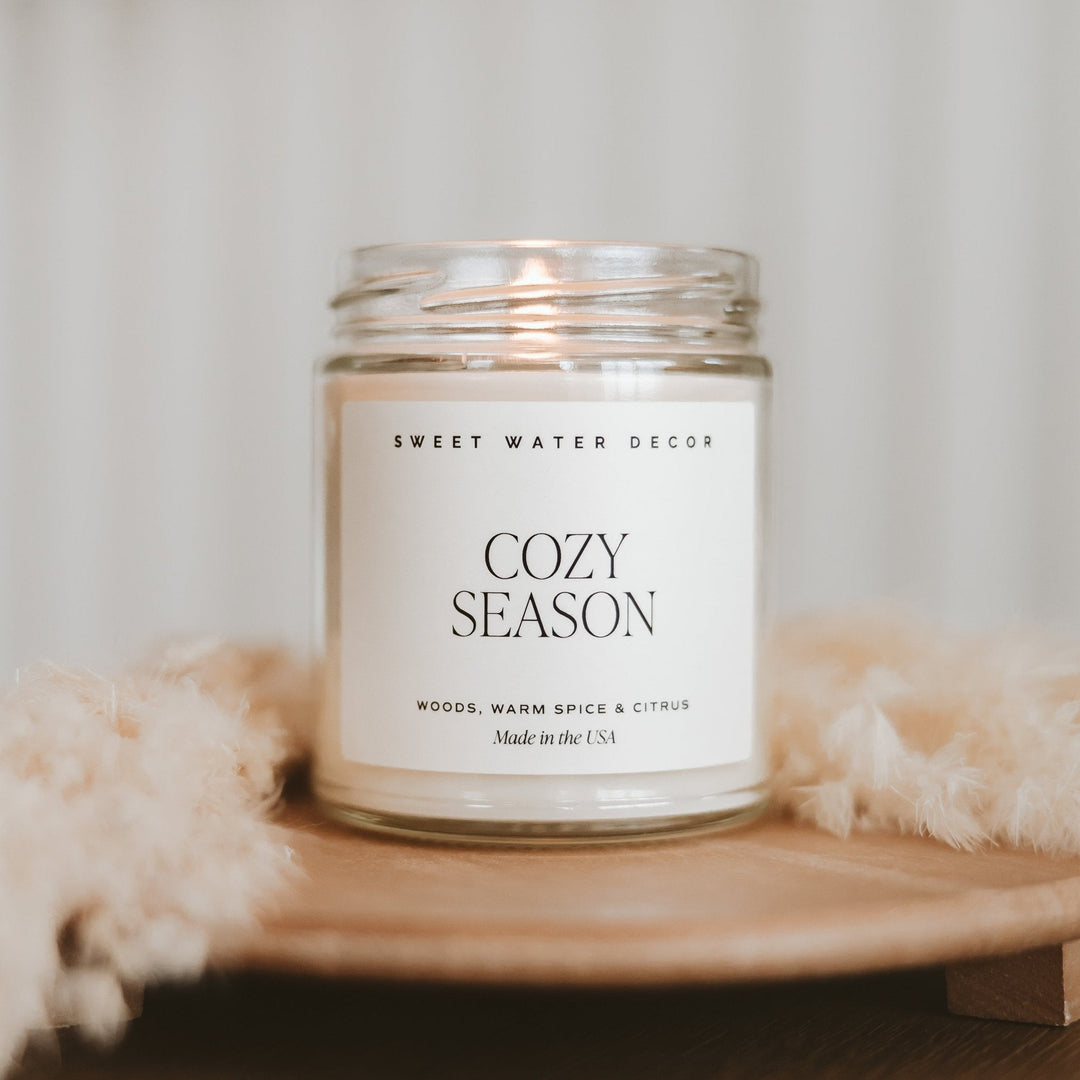 Cozy Season Soy Candle - Clear Jar - 9 oz by Sweet Water Decor