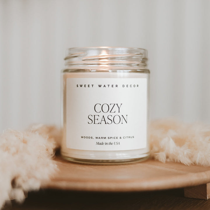 Cozy Season Soy Candle - Clear Jar - 9 oz by Sweet Water Decor