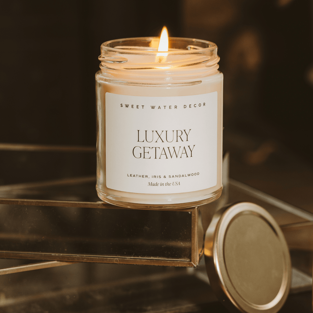 Luxury Getaway Soy Candle - Clear Jar - 9 oz by Sweet Water Decor