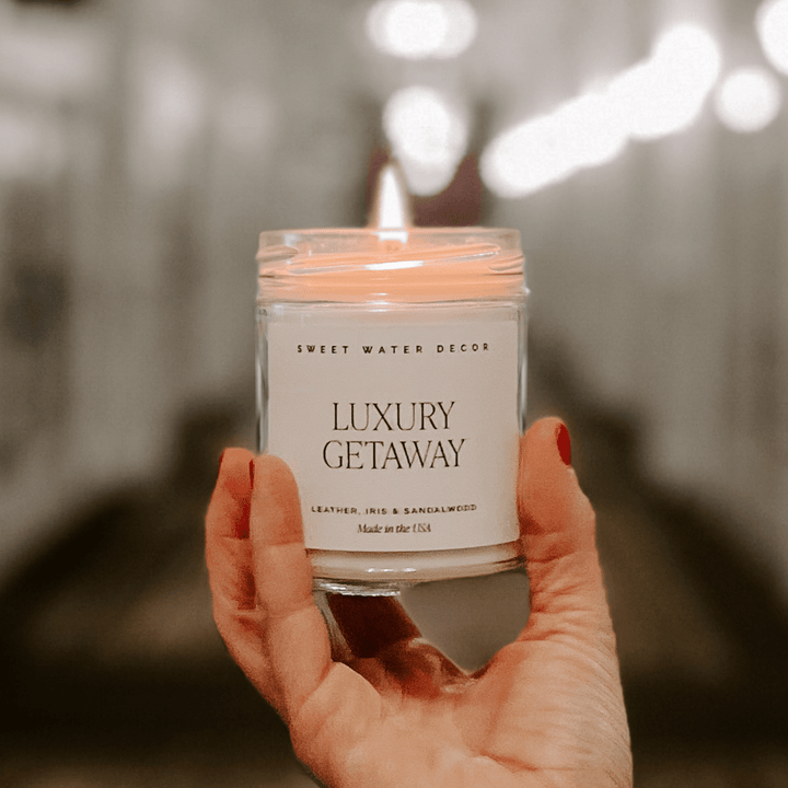 Luxury Getaway Soy Candle - Clear Jar - 9 oz by Sweet Water Decor