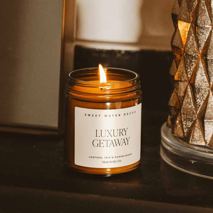 Luxury Getaway Soy Candle - Amber Jar - 9 oz by Sweet Water Decor