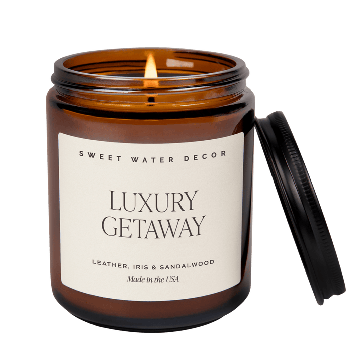 Luxury Getaway Soy Candle - Amber Jar - 9 oz by Sweet Water Decor