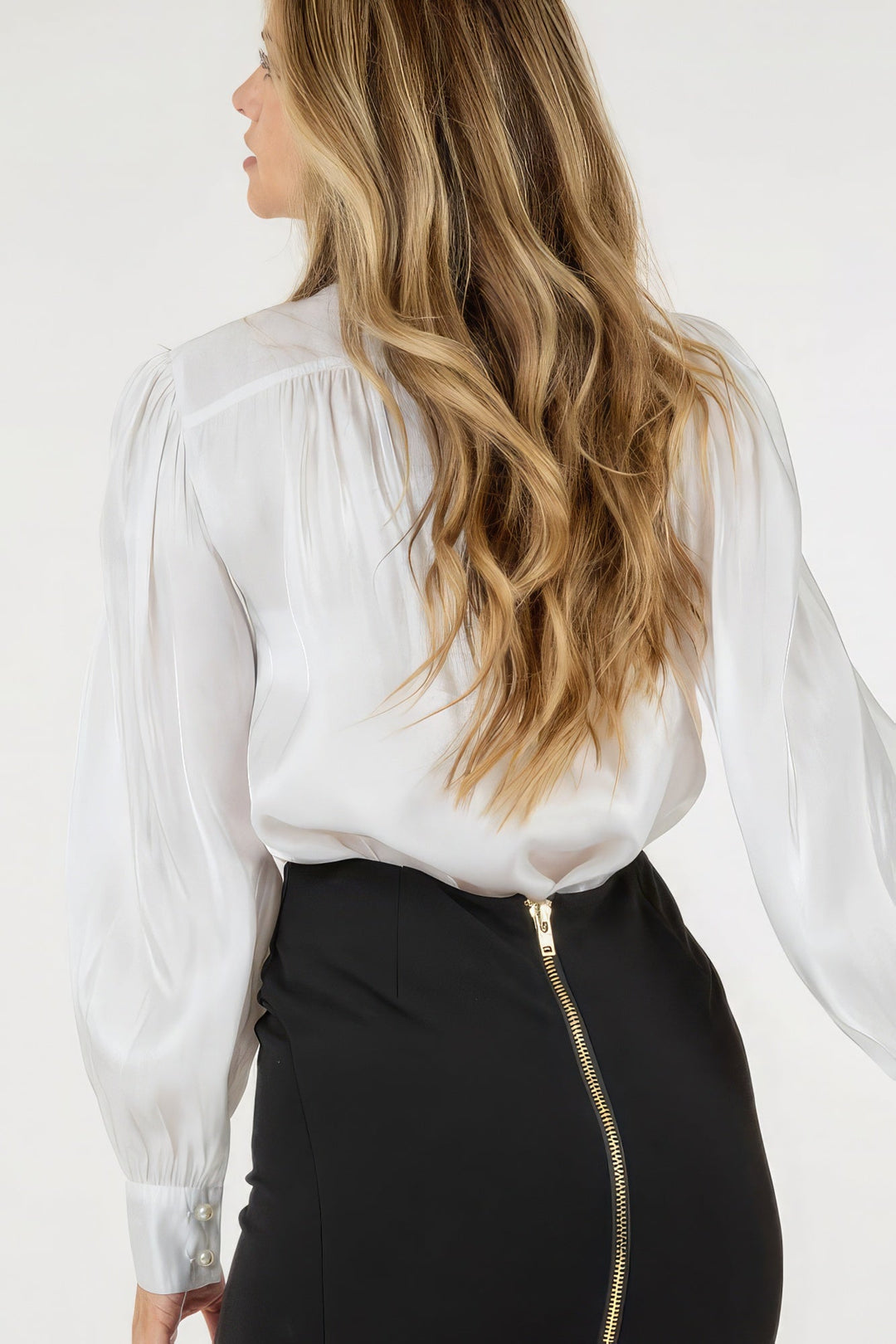 Insert Lace Trim Long Sleeve Blouse by VYSN