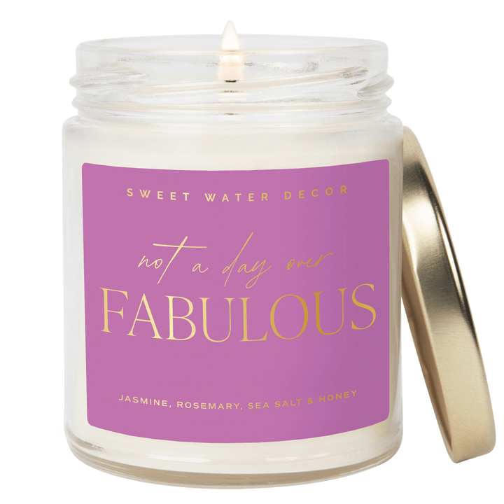 Not A Day Over Fabulous Soy Candle - Clear Jar - 9 oz (Wildflowers and Salt) by Sweet Water Decor