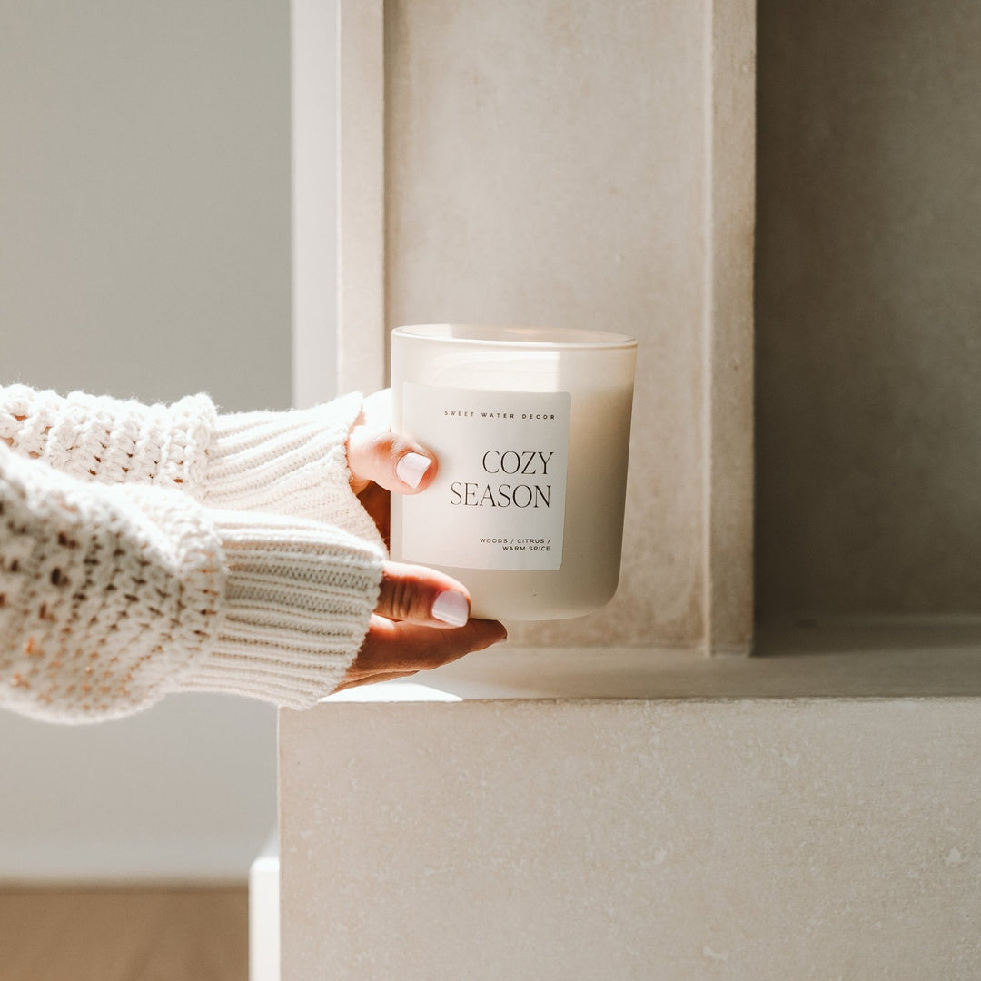 Cozy Season Soy Candle - Tan Matte Jar - 15 oz by Sweet Water Decor