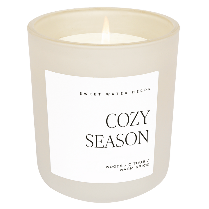 Cozy Season Soy Candle - Tan Matte Jar - 15 oz by Sweet Water Decor