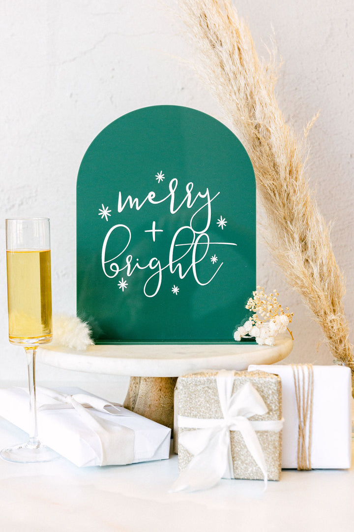 Merry and Bright Christmas Acrylic Sign by The Cotton & Canvas Co.