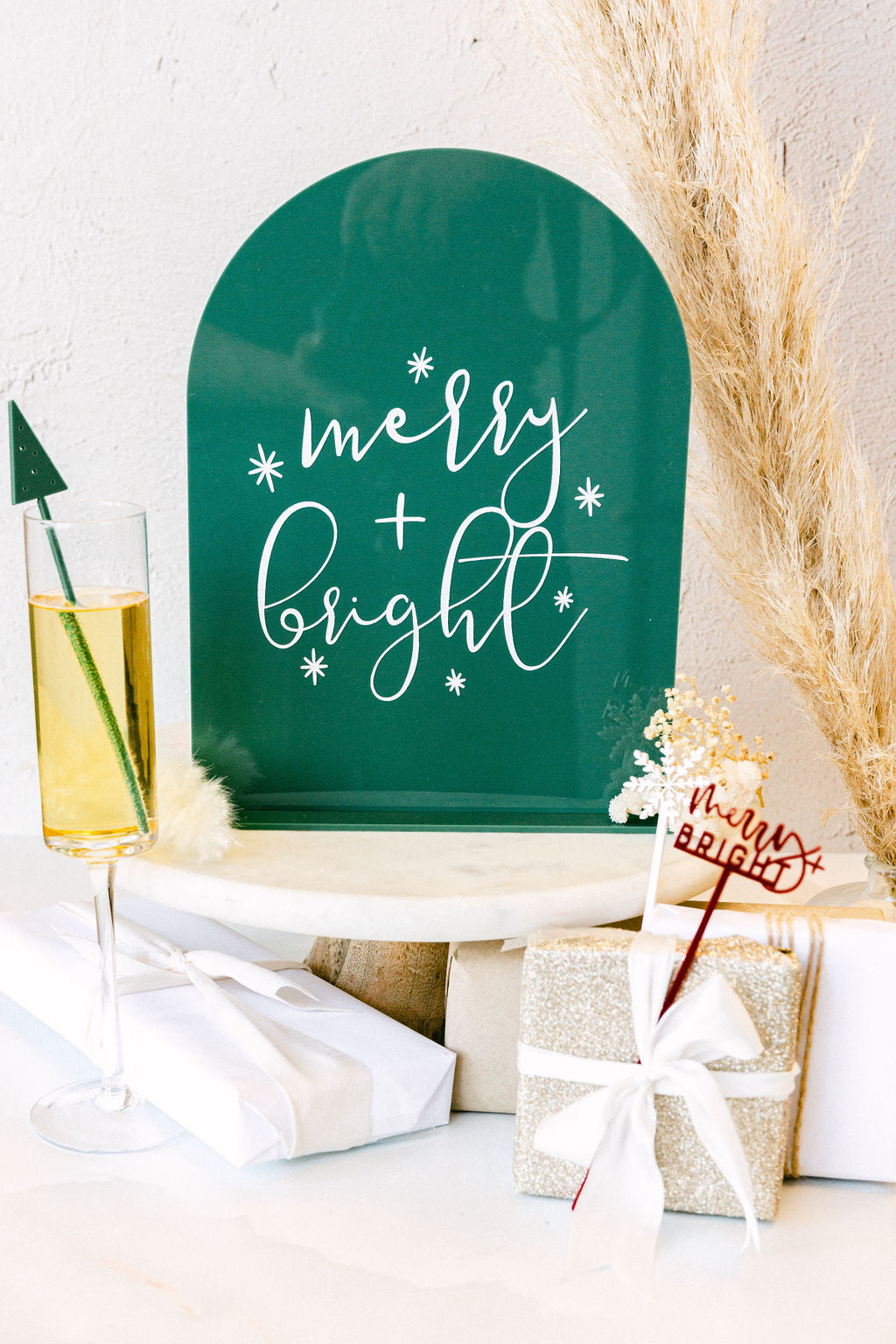 Merry and Bright Christmas Acrylic Sign by The Cotton & Canvas Co.