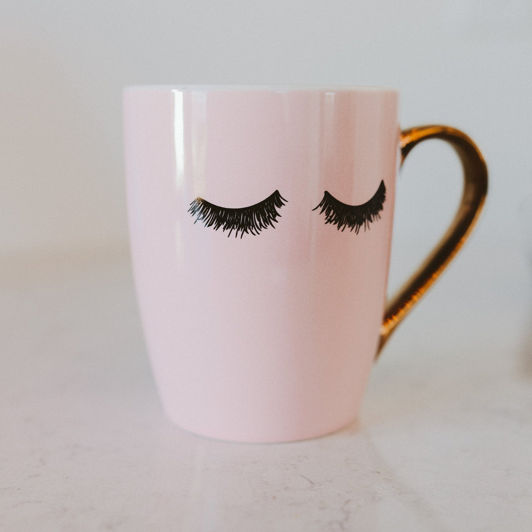 Pink Eyelashes 16oz. Coffee Mug by Sweet Water Decor