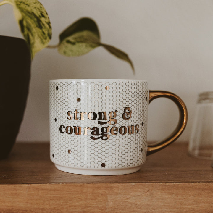 Strong and Courageous 17oz. Tile Coffee Mug by Sweet Water Decor