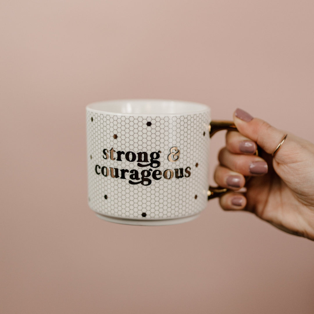 Strong and Courageous 17oz. Tile Coffee Mug by Sweet Water Decor