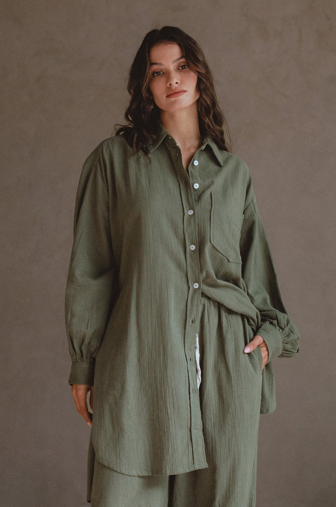 Calin Long Sleeve Oversized Shirt by ELF