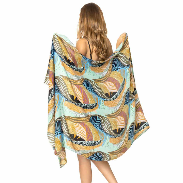 Tropical Leaf Printed Oblong Scarf